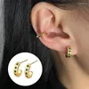 스터드 귀걸이 UILZ Square Green Cubic Zirconia 간단한 우아한 여성 귀 액세서리 보석을위한 멋진 기념일 선물