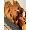 Men's Wool Blends Cashmere Coat Female Winter MidLength Corrugated Black Woman Autumn Casual Fashion Red Beige LaceUp 231114