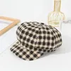 Berets British Classic Painter Hat Hate Highaffice Plaid Beret Cap Женская осенняя зимняя мода восьмиугольна