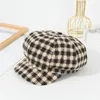 Berets Britse klassieker Sboy -schilder Hoed Hoogwaardige Plaid Beret Cap Dames Autumn Winter Koreaanse mode achthoekig