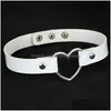 Chokers Voleaf y Choker Halsband Pu Leather Punk Gothic Collar Smycken med Metal Heart Accessory Födelsedagsfest Kvinnor Neck Dhmze