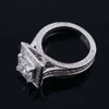 luxury fine jewelry 9/10/14/18k 7*7mm 2ct solid gold pave princess cut d vvs moissanite diamond wedding ring for women