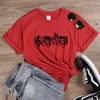 女性のTシャツが大好きな音楽生活韓国服女性メモTシャツ夏のトップスグラフィックティー