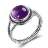 Solitärring Neu eingetroffener Vintage-Ring mit natürlichem Amethyst für Damen, Schmuck aus 925er Sterlingsilber und Naturstein, Jubiläumsgeschenk 231115