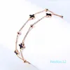 Chain Link Chain Clover Bracelet Rose Gold Color Ladies Double Layer Women Jewelry