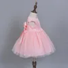 Girl Dresses Girl's 2023 Formal Elegant Baby Dress för 1-2 år gammal födelsedag vit och rosa blommor fest vestido småbarnskläder