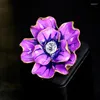 Broches OneckOha émaillé fleur violette en alliage de Zinc strass plante broche accessoires de vêtement