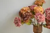 Dekorativa blommor 24.5 "Fall vintage torkat utseende hortensia-dammiga rosa orange bruna höstfärger hem/bröllop dekorationer diy blommor gåvor