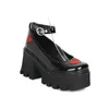 Punk Goth Patent PU Leer Vierkante Neus Lolita Meisjes Schoenen Hart Platform Dikke Hoge Hakken Dames Mary Janes Pompen Jurk