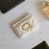 19 Womens Designer Mini Card Purse Leather Diamond Gold Hardware Metal Buckle Multi-Pocket Coin Fashion Presh Luxury Handbag Beacs Sacoche7.5x11.2x0.5cm