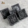 Drains ZGRK Square 10*10 Floor Black Brass Shower Strainer Cover Balcony Bathroom Accessories Grate Waste 230414