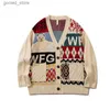 Men's Sweaters Ugly Christmas Sweater Cute Bear Top Oversize Men High Street Knitting Sweater V-neck Single-breasted Pullover Women Couple Coat Q231115