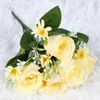 Decorative Flowers European Five Spring Buds Silk Rose Artificial Flower Wedding Home Dining Table Decoration And Arrangement