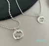 Trendiga modetillbehör unisex dubbelg sammanlåsande sterling silver tandad pärla kedja halsband par krage kedja kedja