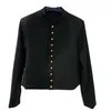 Kvinnorjackor Designer CE * 23SS Autumn/Winter New Stand Neck Black Metal Button Suit Liten Short Cardigan Top TGOS