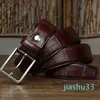 Cinturón de hombre con hebilla de acero inoxidable de 3,5 CM, diseño de piel, vaquero, cuero genuino, vaqueros de cocodrilo