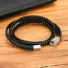 Chain XQNI New Design Two Layers Braided Rope Brown Black Leather Bracelet For Stainless Steel Men Bangles Charm Jewelry Birtay GiftL231115