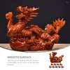 Décorations de jardin en bois chinois Fengshui Dragon Figurine Statue Mini année le cadeau Figurines du zodiaque bois sculpté à la main