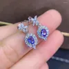 Stud Oorbellen KJJEAXCMY Fijne Sieraden 925 Sterling Zilver Ingelegd Natuurlijke Tanzanite Oorstekers Klassieke Dames Ondersteuning Testen