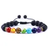 Charm Bracelets 8Mm Black Lava Stone 7 Chakra Beads Bracelets Diy Aromatherapy Essential Oil Diffuser Bracelet Stretch Yoga Dhgarden Dhd9N