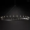 シャンデリアラウンドアンティークシャンデリアキャンドル電球シンプルアイアンファームファミリー照明ブラックリビングルームアメリカンアメリカン