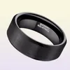 Somen Ring Men Classic 8mm Pure Black Tungsten Ring Borsted Färdig bröllopsband Trendiga manliga smycken Engagemang Love Ring Bague J5405695