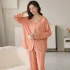 Femmes Sleep Lounge 2023 nouveau Modal pyjama ensemble grande taille 3XL vêtements de nuit Simple solide vêtements de maison à manches longues pantalon deux pièces ensemble vêtements de nuit vêtements de détente zln231115