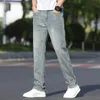 Men's Jeans Summer Pants Light Blue Casual Thin Denim Loose Straight Drawstring Elastic Waist Korea Trousers 231114