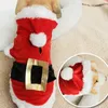 犬のアパレルサンタクリスマスコスチュームペットの小さな犬のための冬のフード付きコートジャケット子犬猫服チワワヨーキー衣装231114