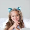 Opaski na głowę 12PCS Glitter cekiny kot Ear Girl Hairband opaska do włosów obręcz do włosów dla dziewcząt Zespoły Halloween upuszczenie dostawy klejnot dhlan