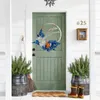 Decorative Flowers 32cm White Hydrangea Wreath Wall Pendants Wooden Front Door Garlands Drop Ornaments Harvest Gifts For Home Garden