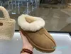 Bottes de neige australiennes, Mini pantoufles à plateforme, Mules moelleuses, chaudes, demi-chaussures en fourrure pour femmes, bottines de chaussures