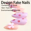 Faux ongles 24pcs français amande presse sur rose fraise perle arc patch ongles long paragraphe manucure ensemble portable faux