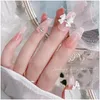 Decorações de arte de unhas Decorações de arte de unhas 5 Pçs/lote Malha Red Enhancement Bow Knots Ornamentos de liga rosa amor fosco pérola strass Sti Dhaos