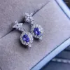 Stud Oorbellen KJJEAXCMY Fijne Sieraden 925 Sterling Zilver Ingelegd Natuurlijke Tanzanite Oorstekers Klassieke Dames Ondersteuning Testen