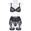 Sexy lingerie Damesondergoed Transparant net Lingeriesets BH-ondergoed 3-delige set