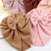 Cotton Frosted Bowknot Baby Indian Hat Kids Rands Solid Winter Warm Hat Hat Nyfödd söt Twist Bow Beanie Hair Accessories