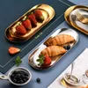 Platten Edelstahl Speiseteller Oval El Dessert Kuchen Snack Schmuck Handtuch Tablett Lagerung Haushalt Küchengeräte