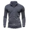 Herrjackor 2023 Mens Winter Tratt Collar Jacket mode zip up kappa tröja tjock cardigan vanlig jumper topp pullover