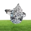 Luxury 925 Sterling Silver 5ct drop Pearshaped cut Diamond Wedding Engagement Cocktail Women Gemstone Rings Finer fine Jewelry2336828