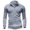 Herrjackor 2023 Mens Winter Tratt Collar Jacket mode zip up kappa tröja tjock cardigan vanlig jumper topp pullover