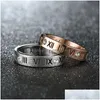 Couple Rings Voleaf Roman Numeral Rings For Women Zircon Stainless Steel Fashion Gold Plated Couple Jewelry Vrg110 Drop Delivery Jewel Dhhxt