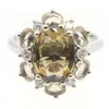 Cluster Rings 17x14mm Gorgeous Flowers Shape Smoky Topaz White CZ Ladies Engagement Silver