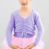 Pullover Autumn Winter Kids Girls Ballet Sweater Soft Layering Drawstring V Neck Pullover Outerkläder Varmjacka Wrap Ballet Dance Coats 231115