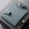 Mens Sweaters Autumn and winter 100% pure merino wool pullover mens turtleneck cashmere sweater thickened warm loose solid color top 231114