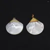 Pendant Necklaces Classic Natural Shell Wrapped Gold Plated Charm 25x26mm DIY Necklace Earrings Fashion Jewelry Boutique Women's