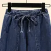 Jeans femininos grandes calças de jeans de bolso primavera 2023 FIDA FIL FID chique chique na cintura alta corajas linhas de perna larga feminina feminina irmã