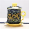 Verres à vin Quatre ensembles de tasses à thé filtrées en céramique et décor de ferme à boire Décoration de chambre Gaiwan Porcelaine bleue 230414