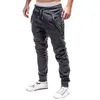 Men's Pants Men Trousers Solid Color Patchwork Autumn Winter Warm Zipper Sweatpants Drawstring Men's Clothing Hip Hop Skinny