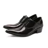 Chaussures habillées homme pointu décontracté en cuir mariage à lacets hommes à talons hauts